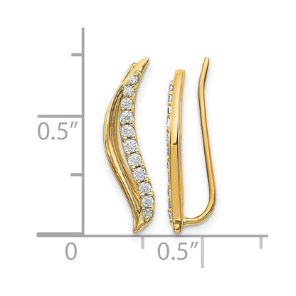 14K Gelbgold Diamant-Ohrklimmer mit Wellendesign, 0,25K