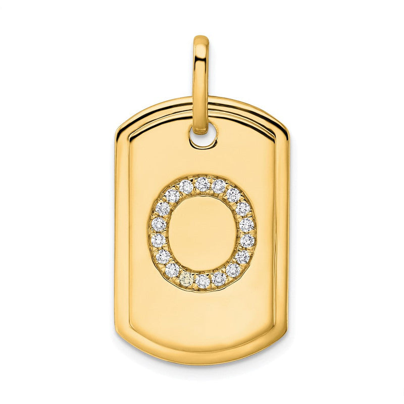 14K Gelbgold Diamant Initiale O Erkennungsmarke Charm