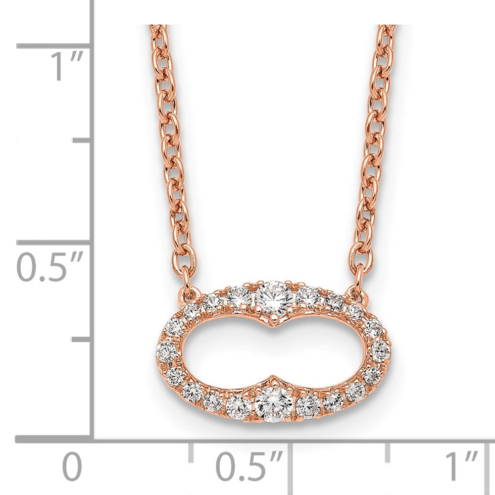 14K Roségold 1/4 Karat Diamant Oval 18 Zoll Halskette