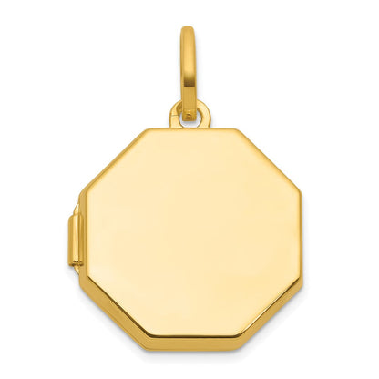 14K Gelbgold Poliert Wendbar 18mm Octagon Geformt Medaillon