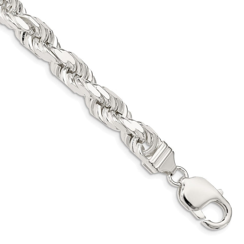 Sterlingsilber 7.8mm Diamantiert Kordel Gliederarmband