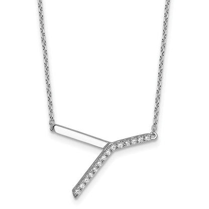 14K Weißgold Seitlich Diamant Initiale Y 18 Zoll Halskette