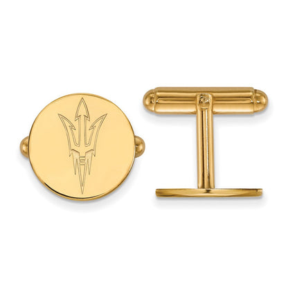 14K Gelbgold Gold Logoart Arizona State University Pitchfork Manschette Knöpfe