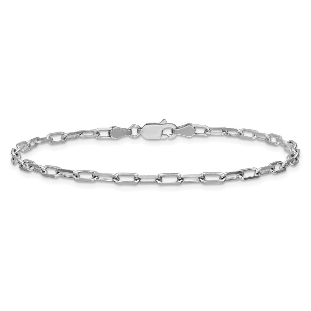 14K Weißgold 3.0mm Massiv Abgeschrägt Büroklammer Gliederarmband