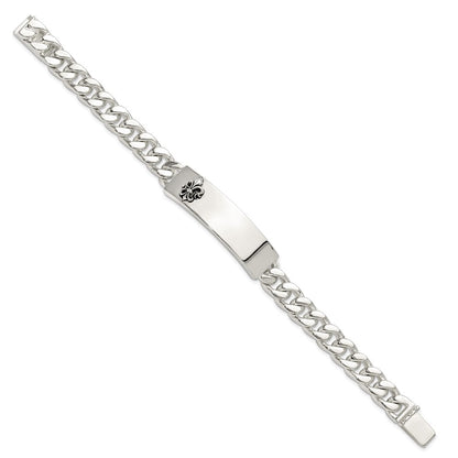 Sterlingsilber Antikisiert Fleur-de-lis Id Herren Armband