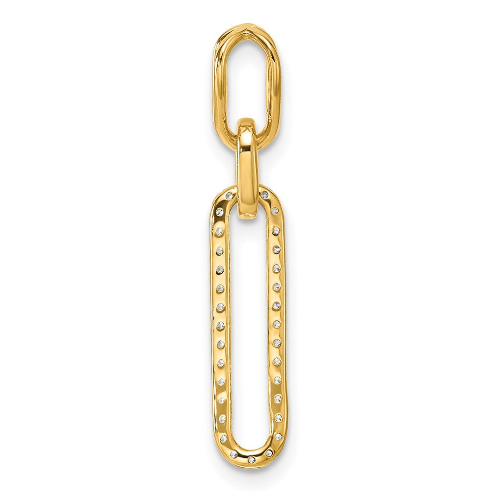14K Gelbgold Polierter Anhänger mit Büroklammer-Glieder-Design und 0,16 Diamant** Falls präziser die 0,17-Karat-Angabe beibehalten werden soll: **14K Gelbgold Polierter Anhänger mit Büroklammer-Glieder-Design und 0,166 ct. Diamant