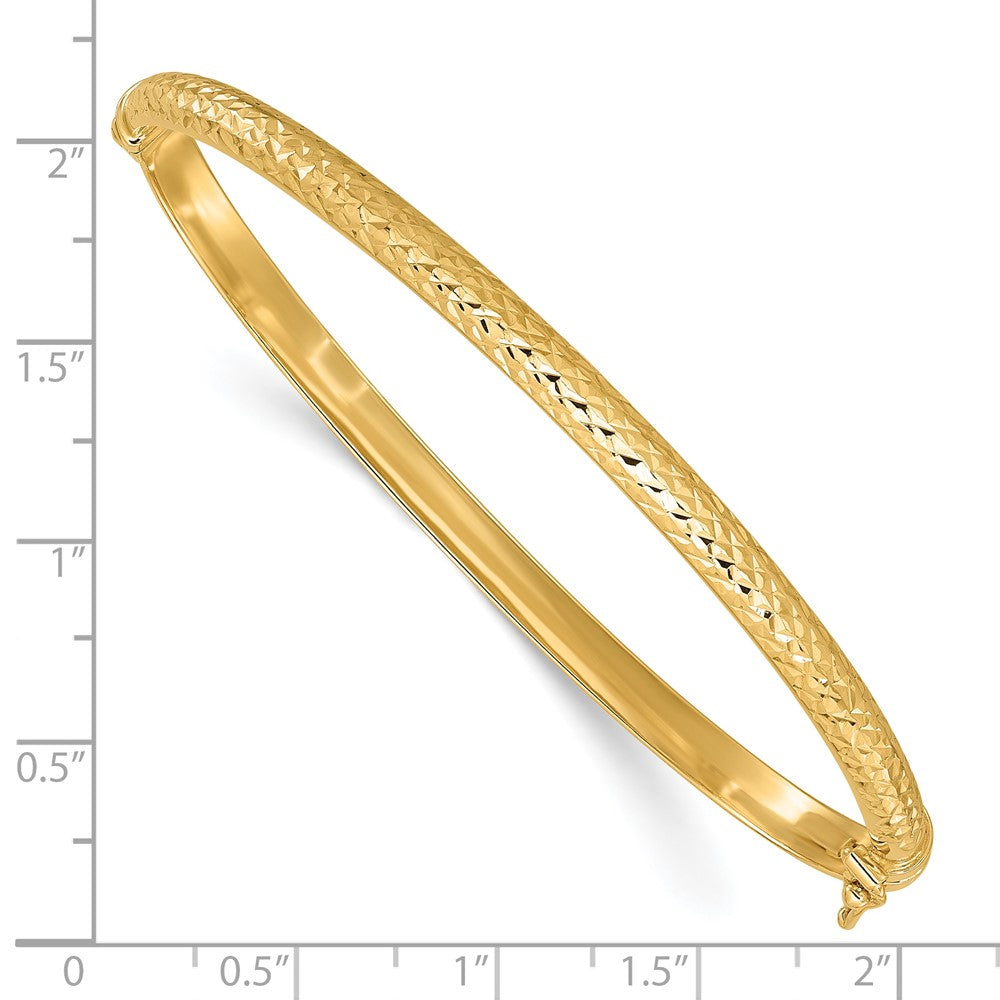 14K Gelbgold Poliert Diamantiert 4.00mm Klappbar Oval Armreif Armband