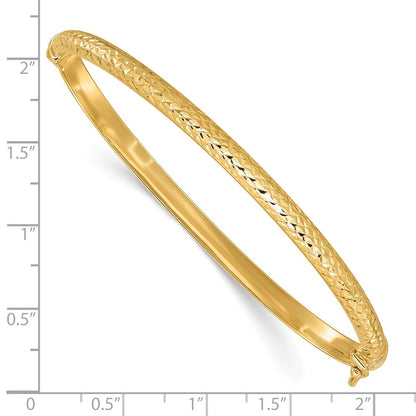 14K Gelbgold Poliert Diamantiert 4.00mm Klappbar Oval Armreif Armband