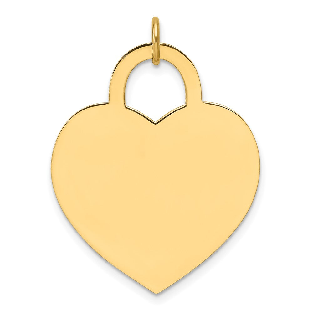 14K Gelbgold Schlicht Gravierbar Herz 23.6x24.8mm Plättchen Charm