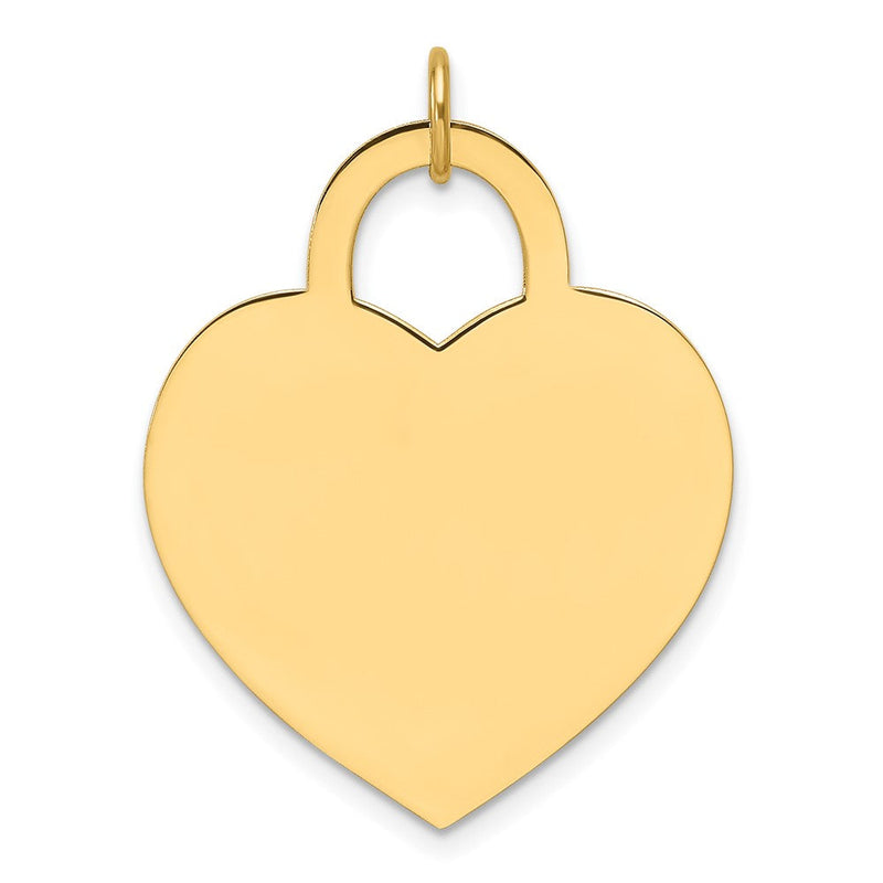 14K Gelbgold Schlicht Gravierbar Herz 23.6x24.8mm Plättchen Charm