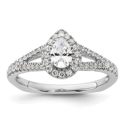 14K Weißgold Verlobungsring mit birnenförmigem Diamant