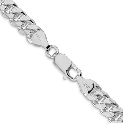 Sterlingsilber Rhodiniert 7mm Gewölbt mit Seite Diamantiert Panzer 26 Zoll Kette