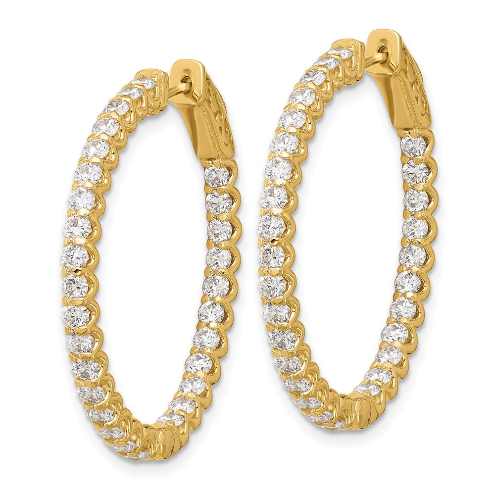 14K Gelbgold 2.9 Karat Diamant In/out Oval Creole mit Sicherheits Verschluss Ohrringe