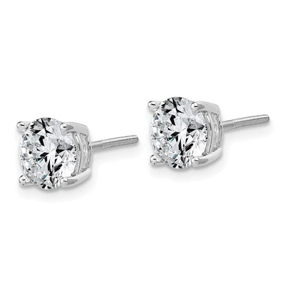 14K Weißgold Ohrstecker mit 4K Labor-gezüchteten Diamanten VS+ F+, rund, komplette Vierzack-Fassung, leichtgewichtig, mit Schraubverschluss