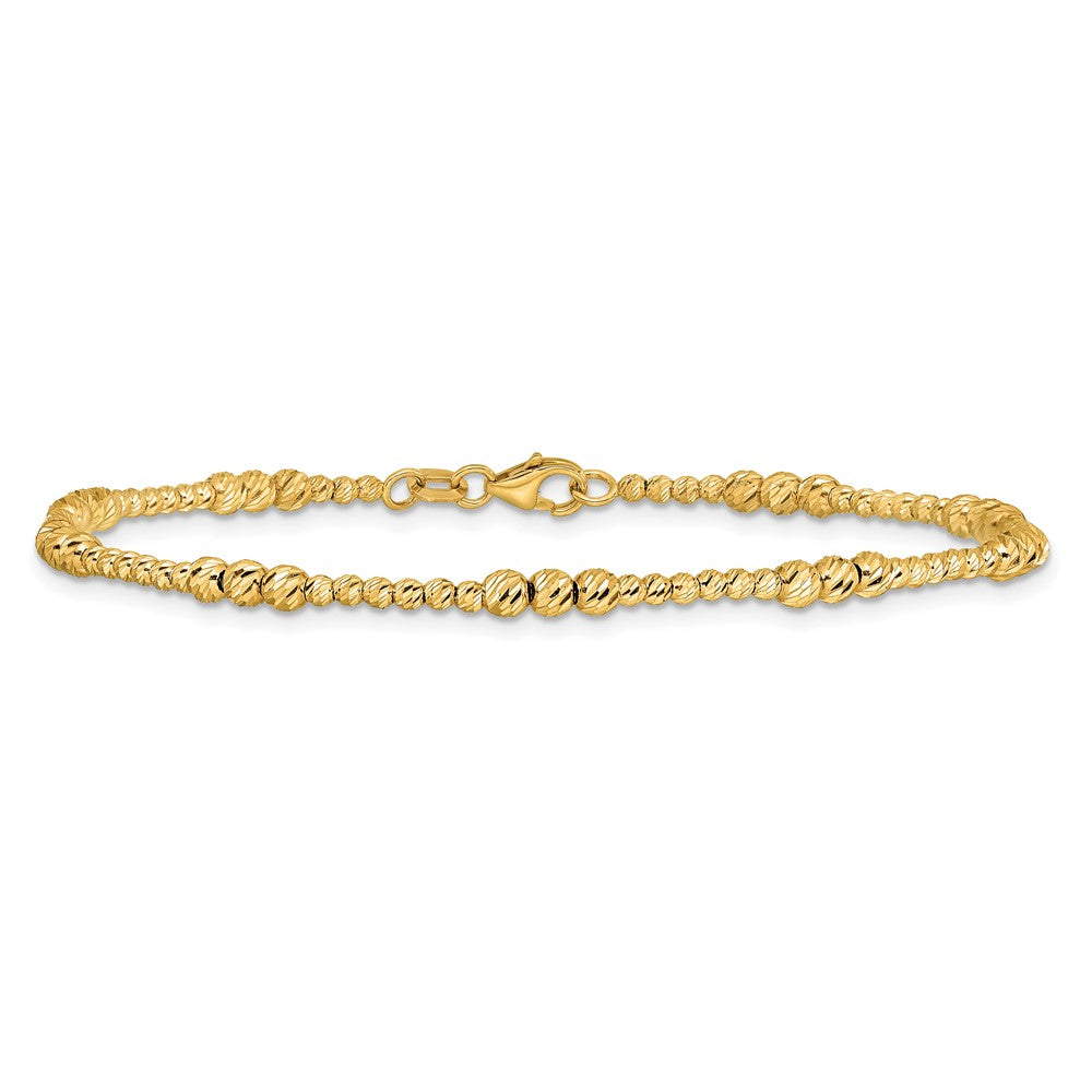14K Gelbgold Diamantiert Gekugelt 7.5 Zoll Armband