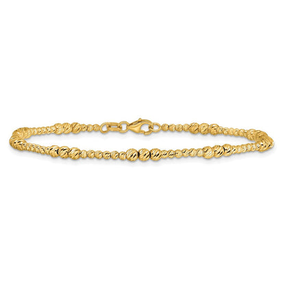 14K Gelbgold Diamantiert Gekugelt 7.5 Zoll Armband