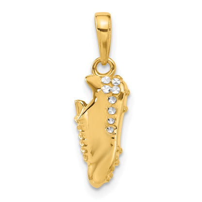 14K Gelbgold und Rhodium Anhänger „Fußballschuh" mit Diamantschliff