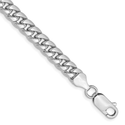 14K Weißgold 6mm Halbmassiv Miami Kubanisch Gliederarmband