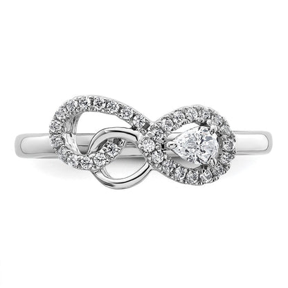 14K Weißgold Ring mit poliertem Diamant-Infinity-Symbol