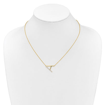 14K Gelbgold Seitlich Diamant Initiale A 18 Zoll Halskette