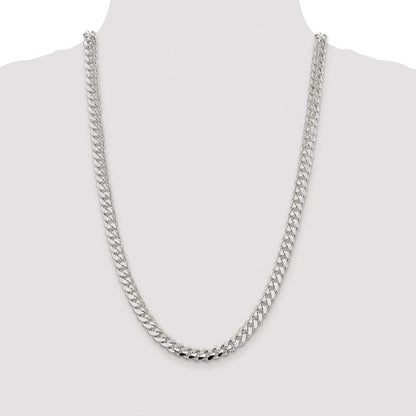 Sterlingsilber Rhodiniert 7.8mm Poliert Gewölbt Panzer 26 Zoll Kette