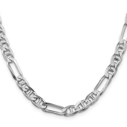 Sterlingsilber Rhodiniert 6.5mm Figaro Anker Halskette