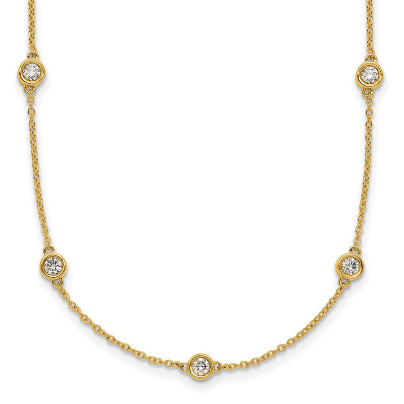 14K Gelbgold Komplett 3/4 Karat Zargenfassung-set Diamant und Ankerkette Kette 13-station 16 Zoll Halskette