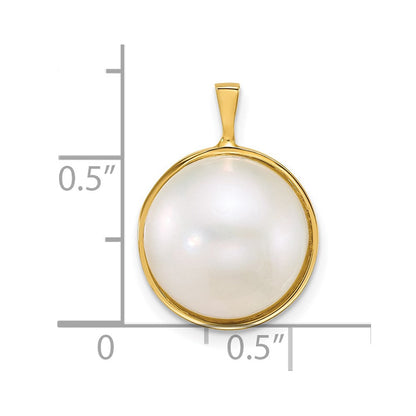 14K Gelbgold 12-13mm Rund Salzwasser Zucht Mabe Perle Anhänger