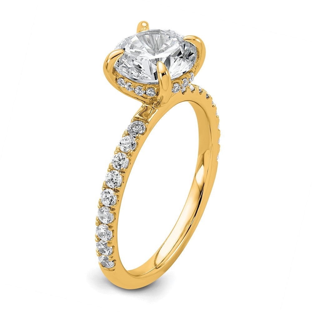 14K Gelbgold 2 3/8K zertifizierter im Labor gezüchteter Diamant VS+ F+ Rund Solitär Komplettring mit Flair Verlobungsring