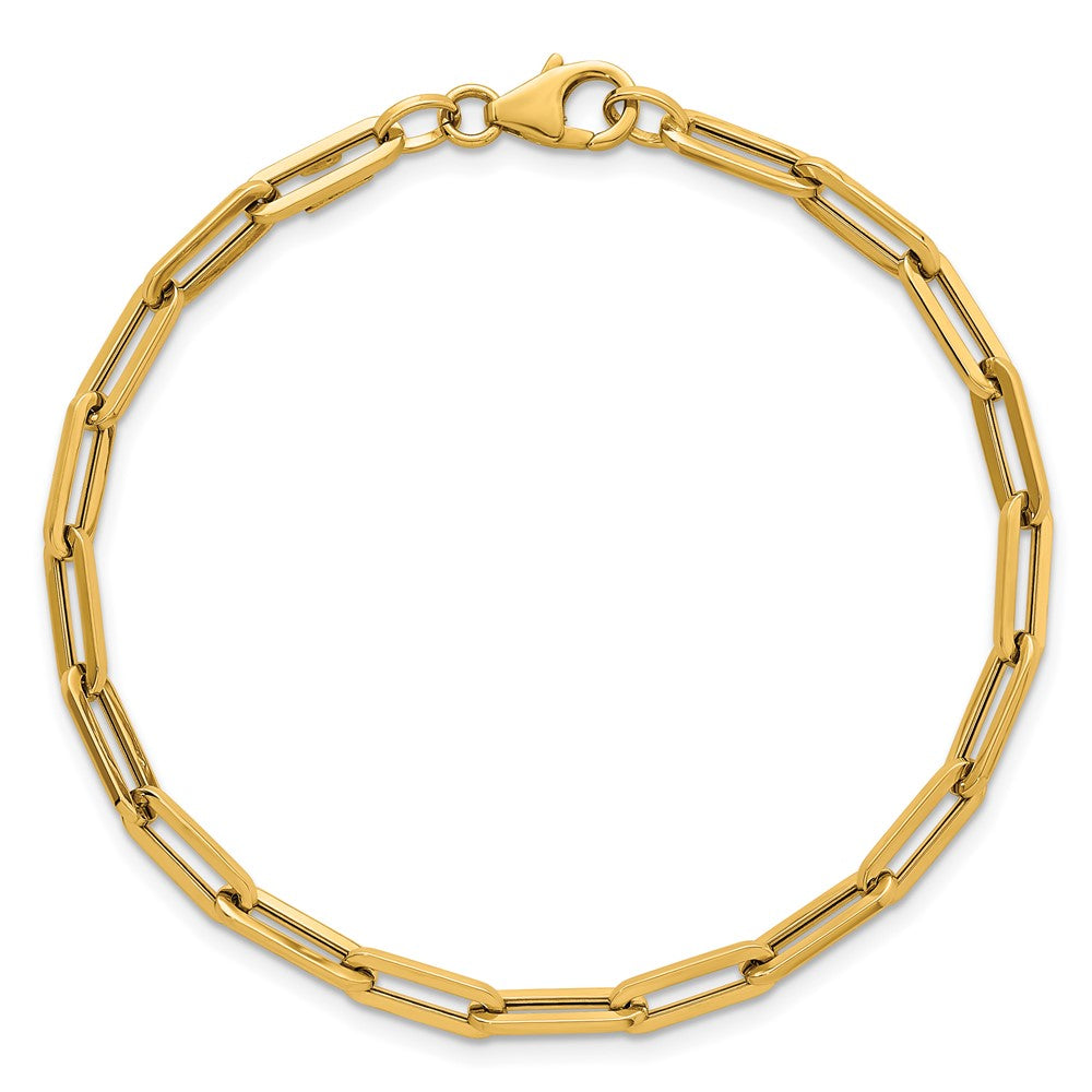 14K Gelbgold Poliert 4mm Büroklammer Glieder 7.5 Zoll Armband