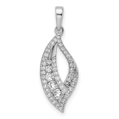 14K Weißgold Polierter Anhänger mit Diamant, 0,375 Karat, Blatt-Design