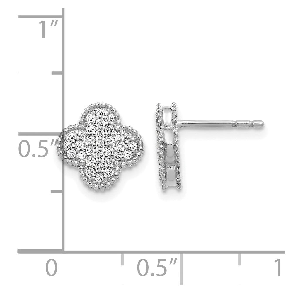 14K Weißgold Ohrstecker mit Kleeblatt-Design und 0,33K Diamanten in Pavé-Fassung