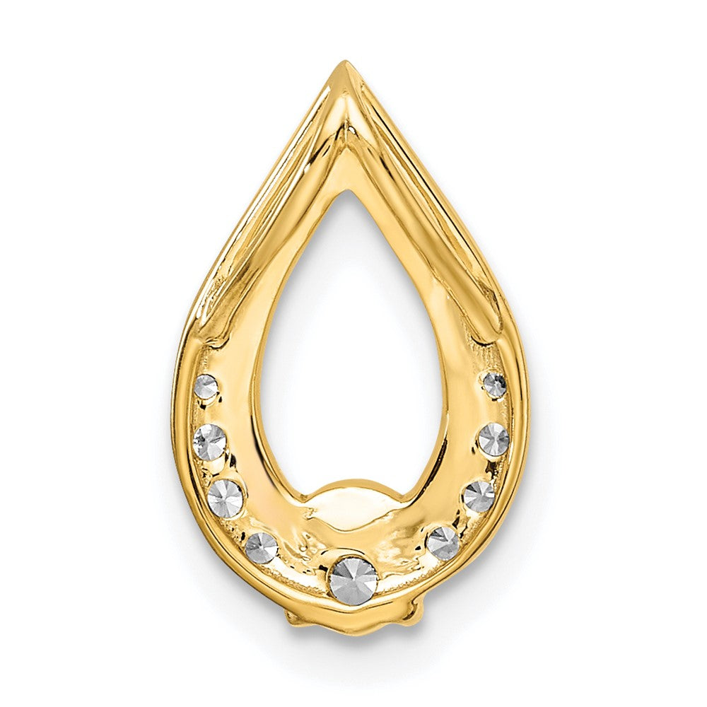 14K Gelbgold Poliert 1/4 Karat Diamant Tropfen Kette Anhänger