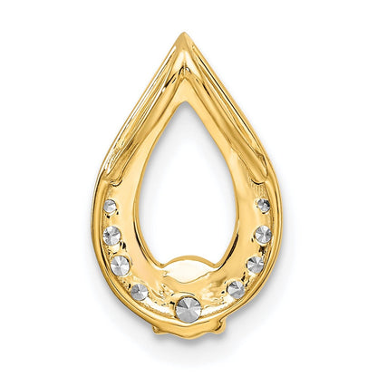 14K Gelbgold Poliert 1/4 Karat Diamant Tropfen Kette Anhänger