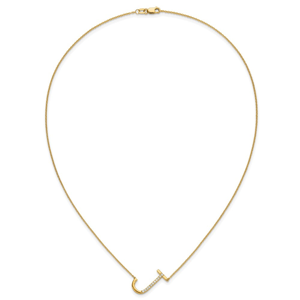 14K Gelbgold Seitlich Diamant Initiale J 18 Zoll Halskette
