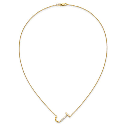 14K Gelbgold Seitlich Diamant Initiale J 18 Zoll Halskette