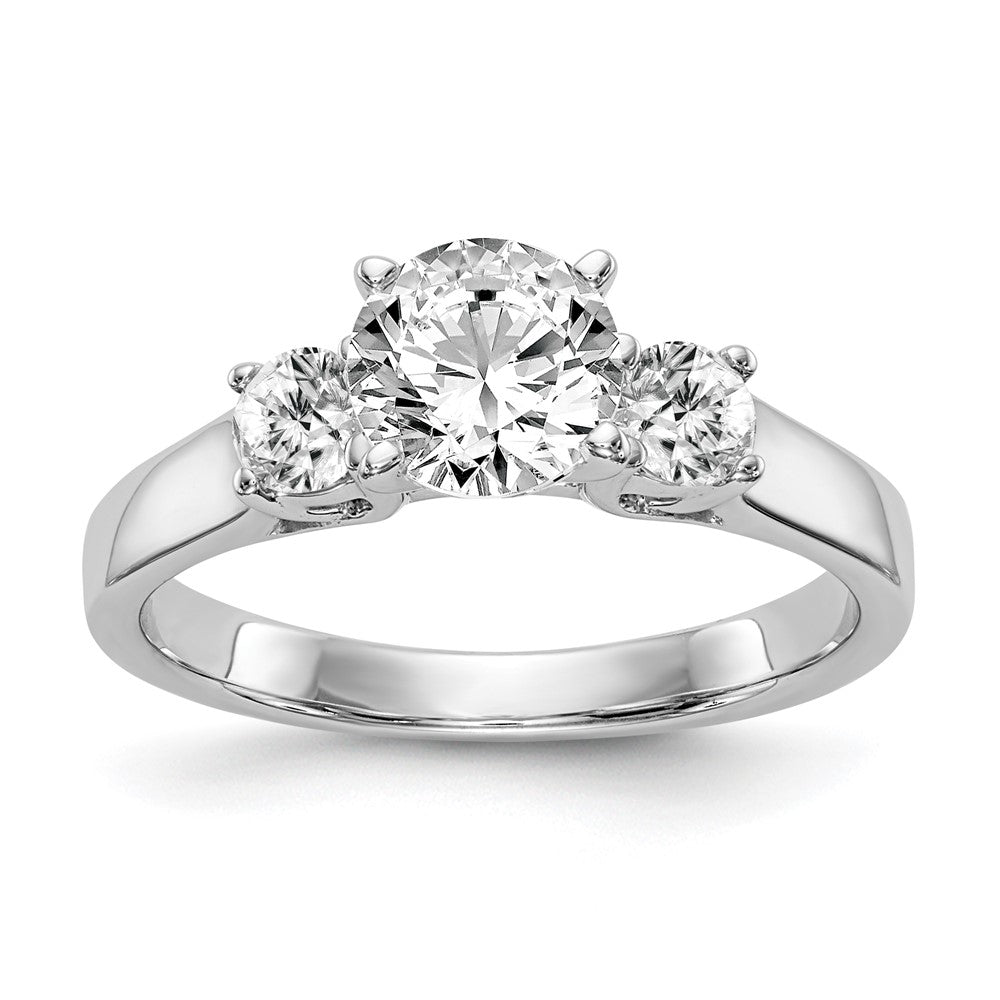 14K Weißgold 3-stone Stift Set Mittig Halbfassung Diamant Verlobungsring