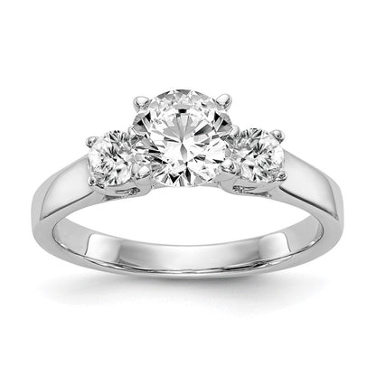 14K Weißgold 3-stone Stift Set Mittig Halbfassung Diamant Verlobungsring