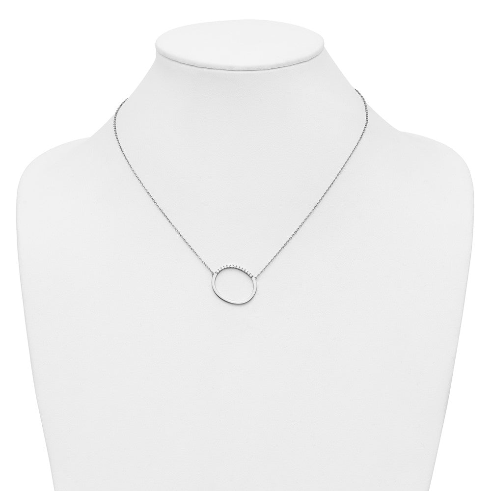14K Weißgold Seitlich Diamant Initiale O 18 Zoll Halskette