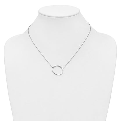 14K Weißgold Seitlich Diamant Initiale O 18 Zoll Halskette