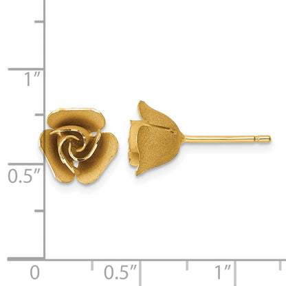 14K Gelbgold Gebürstet Blume Ohrstecker