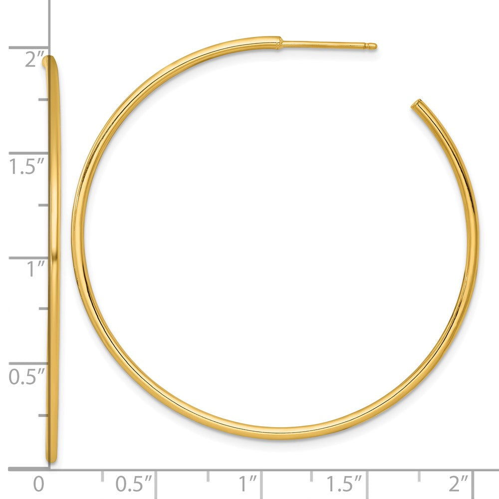 14K Gelbgold Poliert 1.5 X 50mm Massiv C-hoop Ohrstecker