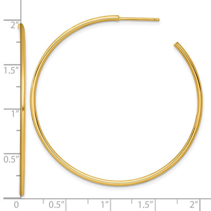 14K Gelbgold Poliert 1.5 X 50mm Massiv C-hoop Ohrstecker