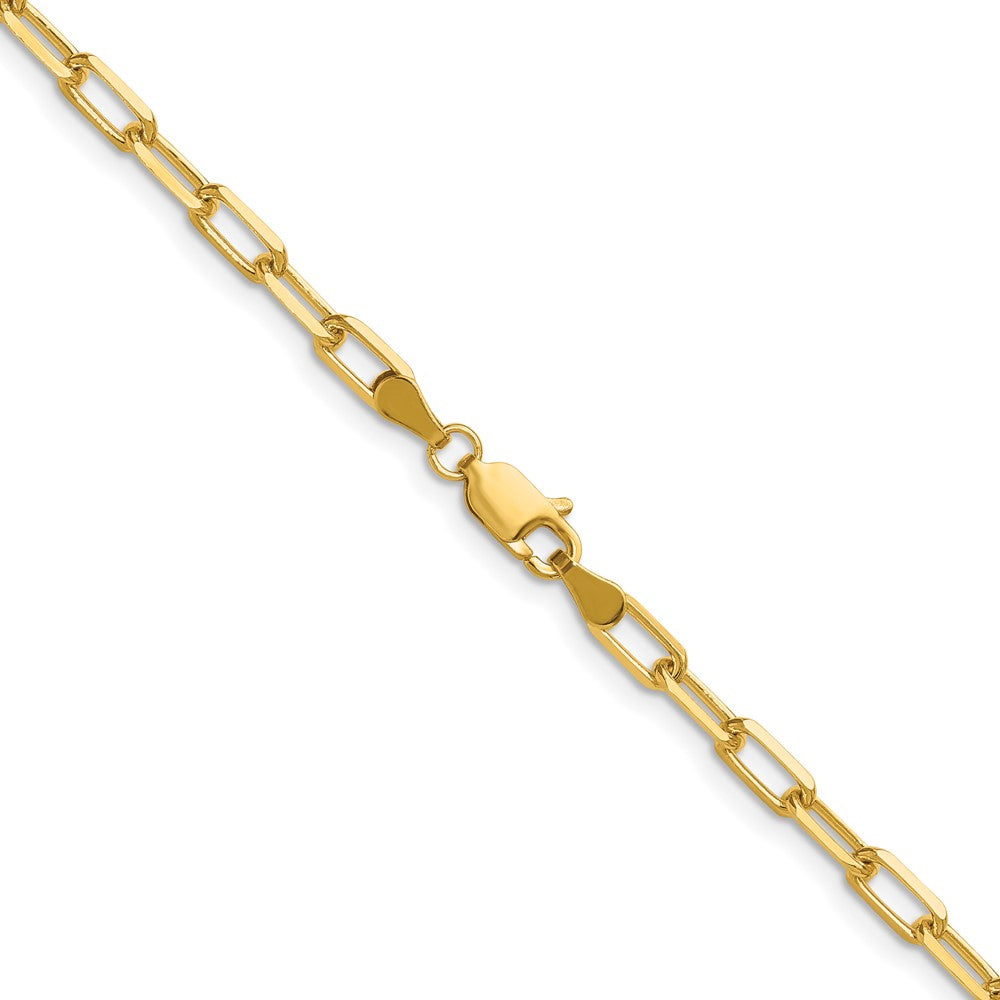 14K Gelbgold 3.5mm Massiv Abgeschrägt Büroklammer Halskette