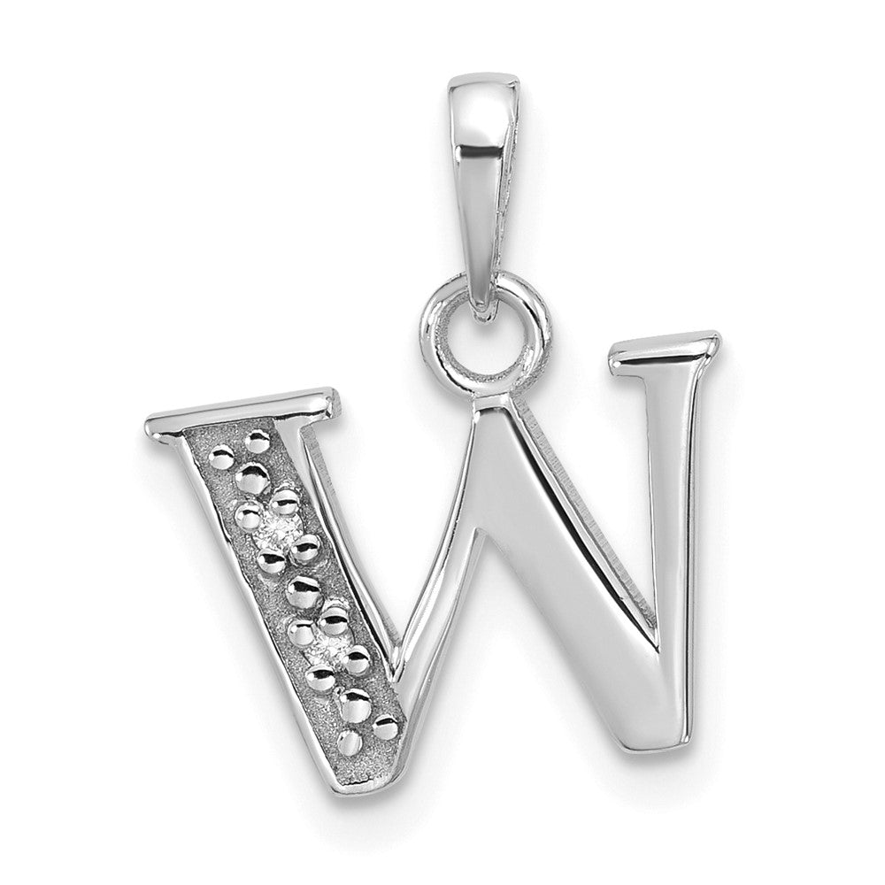 14K Weißgold Diamant-Buchstaben-Anhänger „W" (Initial)