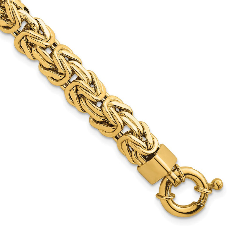 14K Gelbgold Poliert 8.5mm Messer Kante Byzantiner Glieder Gliederarmband