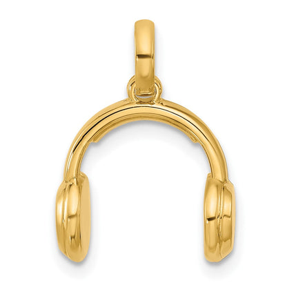 14K Gelbgold Fancy-Kopfhörer-Charm