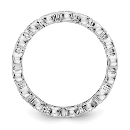 14K Weißgold Poliert Größe 7 Zargenfassung-set 1 Karat Diamant Komplett Memoire Ehering Ring