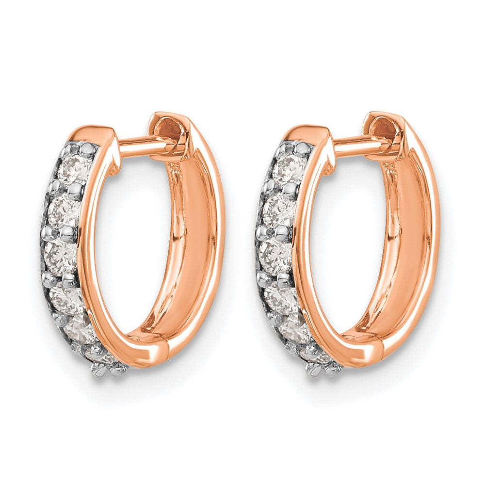 14K Roségold Creolen mit Scharnier, 0,25K Diamanten