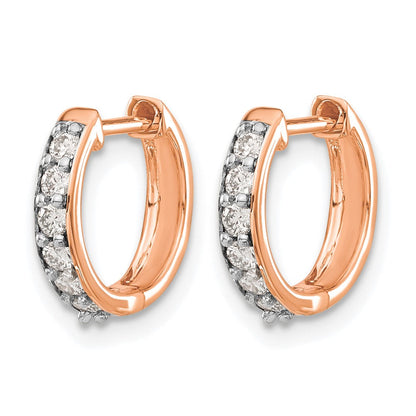 14K Roségold Creolen mit Scharnier, 0,25K Diamanten